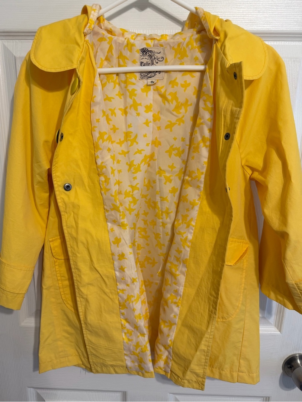 Tulle Anthropologie Yellow Rain Coat S EUC - Picture 3 of 5